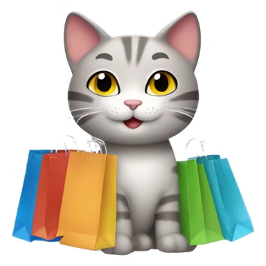 happy gay cat with shopping bags sticker