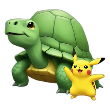 Une tortue avec un pikachu sur le dos sticker