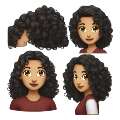 teen maghrebian with dark long curly haired girl with black eyes sticker