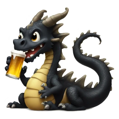 funny black dragon with a beer  sticker