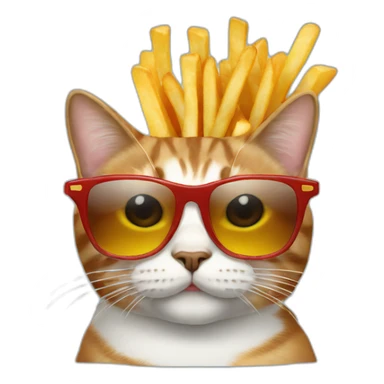 CAT with french Fries and sunglasses sticker
