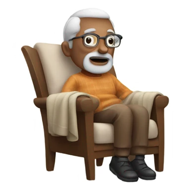 Grandad sitting on a chair with a blanket  sticker