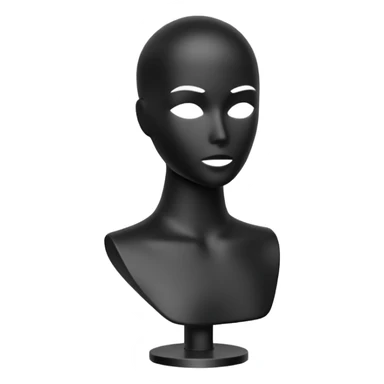 Minimalistic flat vector icon, iOS style, thin black contour on white background. Matte black mannequin in front of in 3D monochrome style. sticker