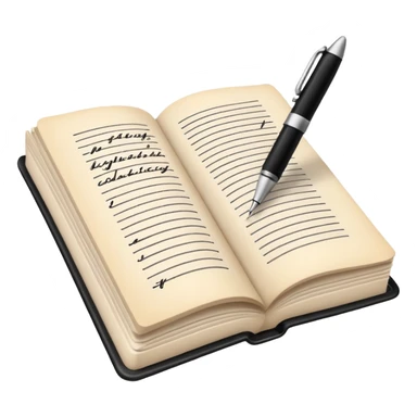 open book with a pen above sticker