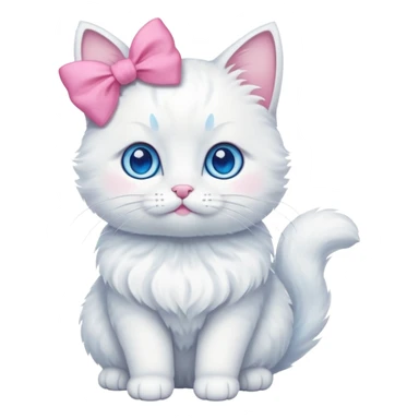 White cat with pink bow sticker
