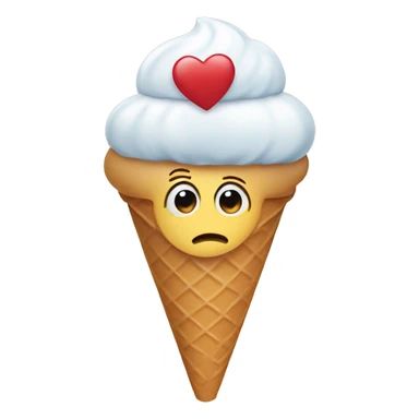 make a icecream cone where the top is a kissing emoj
 sticker