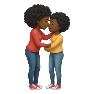Black and black women kissing and hugging  sticker