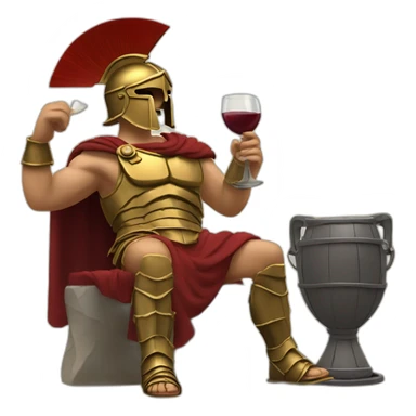Greek Spartan drinking wine with bronze armour sticker