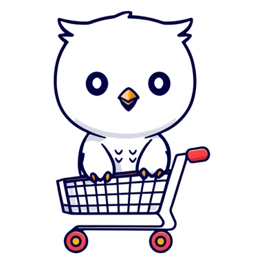 Cute Twilio owl standing in a shopping cart sticker
