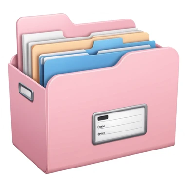 Light Pink file folder full of documents storage box with label sticker