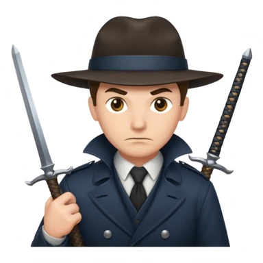 DETECTIVE with two swords in two hands sticker