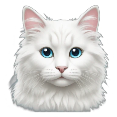 white fluffy cat with different eyes sticker