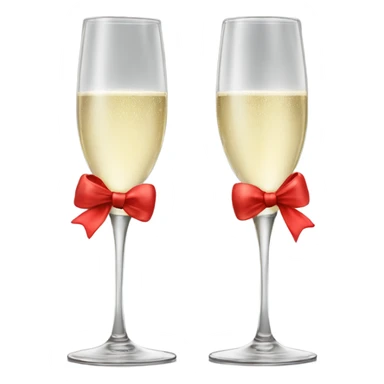 2 Champagne glasses with red bow  sticker