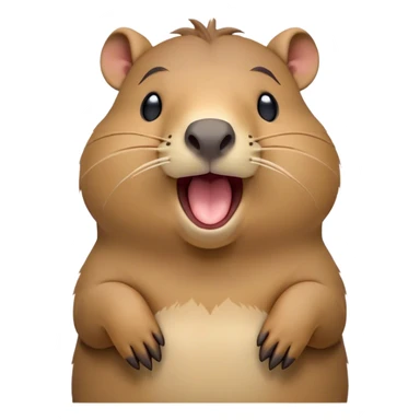 Cinematic Cute Yawning Capybara Portrait Emoji, Head tilted slightly with a dramatic, wide-open yawn, showcasing a plush, rounded body with a broad capybara head featuring a short snout and subtle, small ears, with drowsy, half-closed eyes and a relaxed expression, Simplified yet irresistibly adorable features, highly detailed, glowing with a soft, cozy natural glow, high shine, relaxed yet expressive, stylized with a dash of whimsical charm, soft glowing outline, capturing the essence of a drowsy yet affectionate capybara guardian that seems ready to stretch out for a nap! sticker