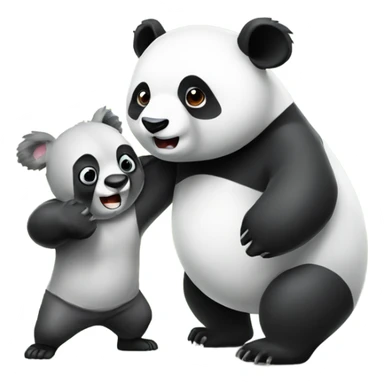 Panda fighting against a koala sticker