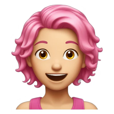 excited pink hair girl sticker