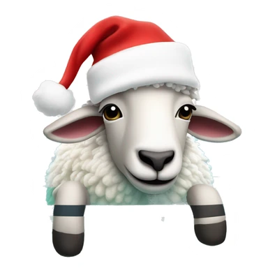 Sheep in a swimming pool with Santa hat ￼ sticker