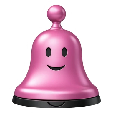 pink call bell with black base and silver button and with smiley face on it sticker