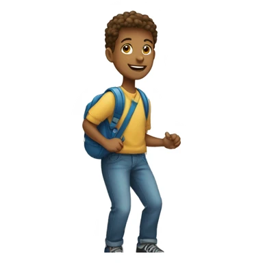 a white student making a step upstairs sticker