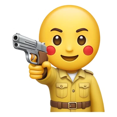 Happy emoji poiting a gun at itself sticker