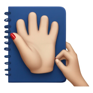 a female hand with a red manicure holds a dark blue notepad sticker