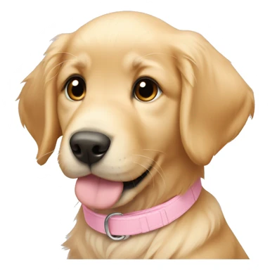 Golden retriever puppy with a light pink collar that says Rosie sticker