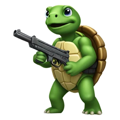 Turtle with a gun sticker