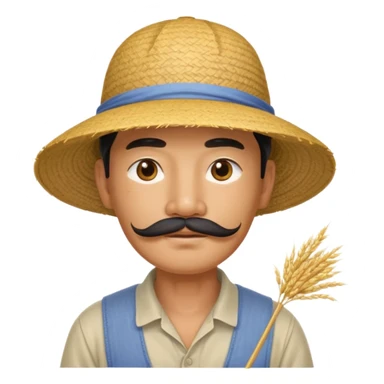 rice farmer with a chinese mustache sticker