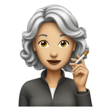 Woman brown grey hair smoking sticker