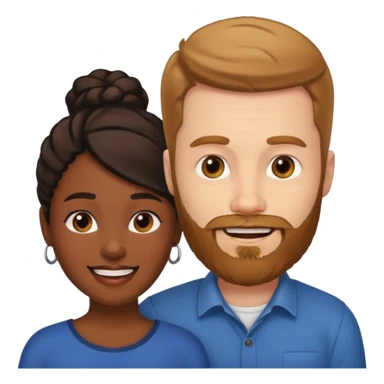 White man with beard and black Woman Love  sticker