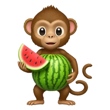 Monkey holding watermelon sticker