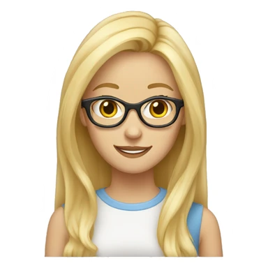 blonde nerd woman with brackets. She loves cats and plannification. She has straight blonde hair. sticker