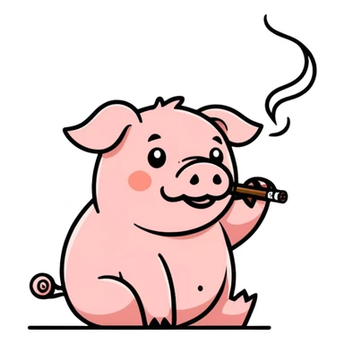 Pig smoking a blunt sticker