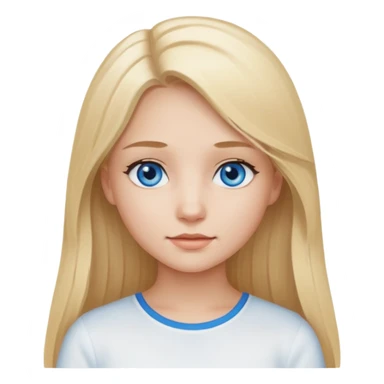 Ragazza capelli biondi lunghi occhi celesti con top sticker