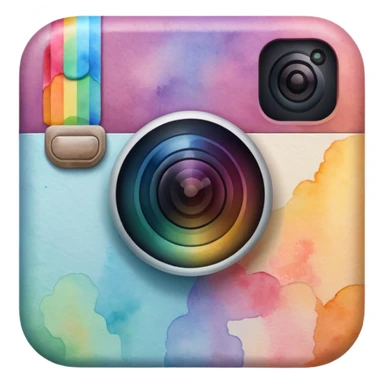 Realistic, pastel watercolor, instagram logo sticker