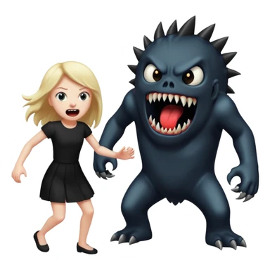 a black monster chasing a white girl sticker