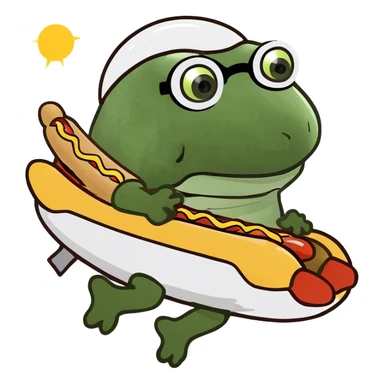 riding a hotdog rocketship, full body sticker