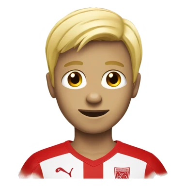 Blonde hair boy soccer player wearing red jersey sticker