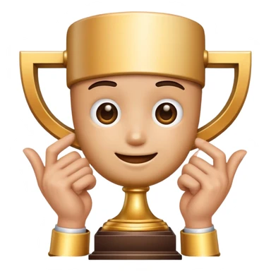 Emoticon where only hands come out and hold the trophy.
Don't show your face and body sticker