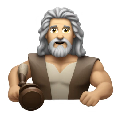 Caveman with long gray hair and a gray goatee holding a gavel and running a meeting  sticker