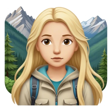 portrait of white girl, blonde hair, backpacking girl in the mountains sticker