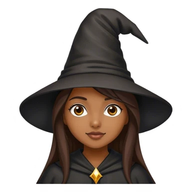 Brown pretty girl wearing a black wizard hat  sticker