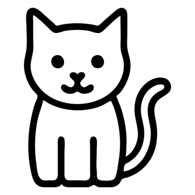 simple and clear cat icon, black outlined, no fill sticker