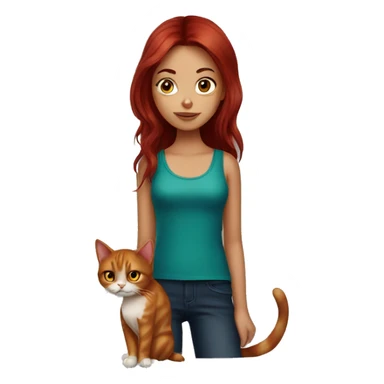 Dark red hair girl with a cat sticker