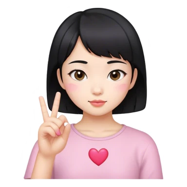 Short hair Asian girl kissing with pinky heart  sticker