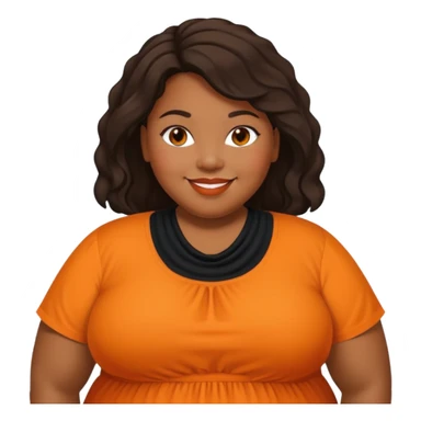 overweight black woman with organge blouse sticker