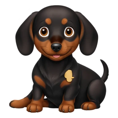 Black miniature Daschund sitting looking happy sticker