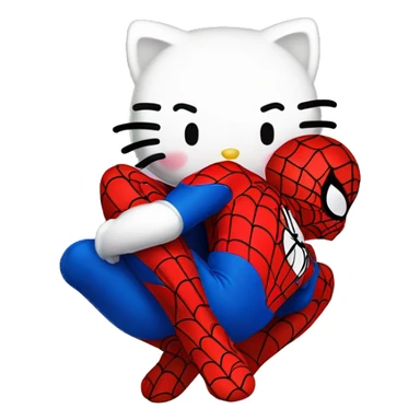 Hello Kitty hugging Spiderman sticker