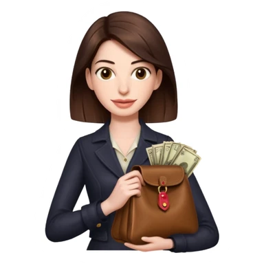 Anne Hathaway holding money bag sticker