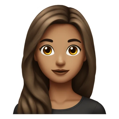 pretty girl brown long hair makeup with black kitten sticker